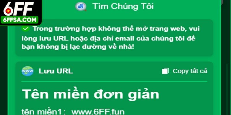 Các tìm link vào 6FF chính thức cho người mới